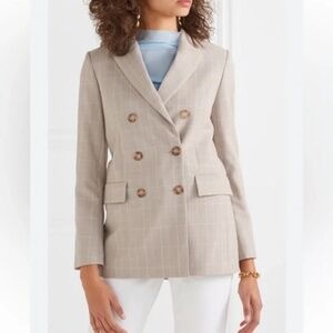 Maje Beige Taupe Blue Plaid Blazer 36